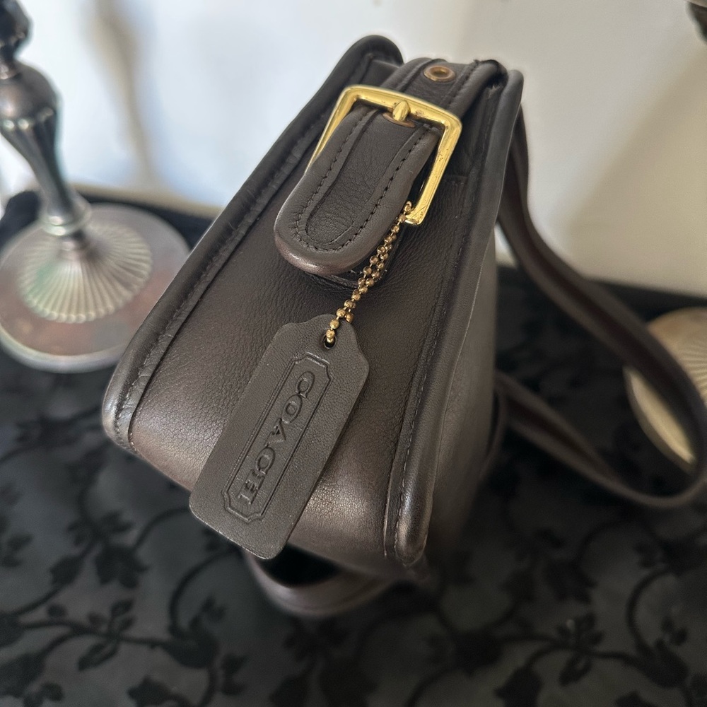 Vintage Coach Dark Brown Leather Shoulder Bag